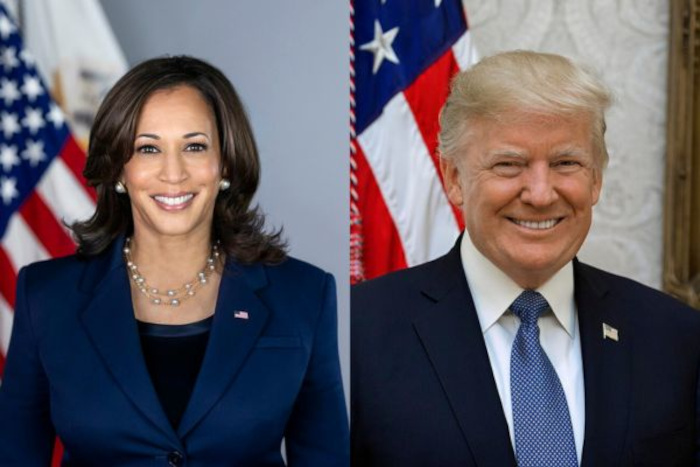 Kamala Harris e Donald Trump, candidatos na eleição para presidente dos EUA em 2024.