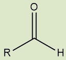 Alt: Fórmula estrutural dos aldeídos, uma das funções orgânicas.