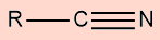 Fórmula estrutural das nitrilas, uma das funções orgânicas.