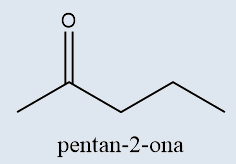 Fórmula estrutural da pentanona em texto sobre funções orgânicas.