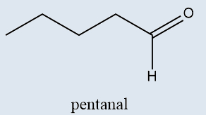 Fórmula estrutural do pentanal em texto sobre funções orgânicas.