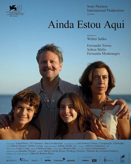 Pôster do filme “Ainda estou aqui”, um dos principais filmes estrelados por Fernanda Torres.