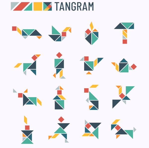 Exemplos de imagens construídas com as peças do Tangram