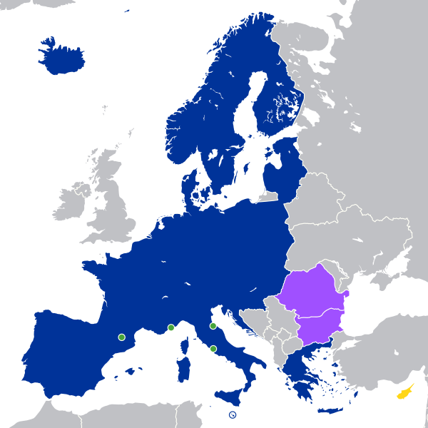 Mapa do Espaço Schengem