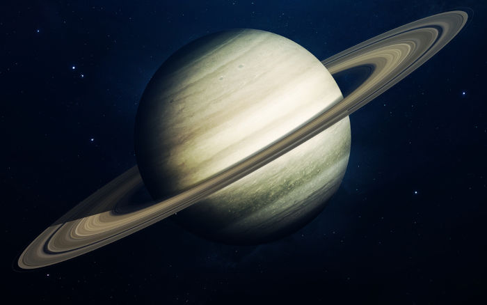 Planeta Saturno, um dos quatro planetas gasosos.