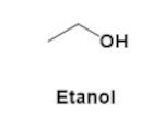 Estrutura química do etanol, uma das substâncias do “Boa noite, Cinderela”.