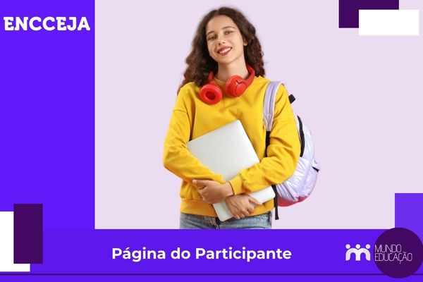 encceja-pagina-participante Estudante sorrindo. Texto na imagem: Página do Participante do Encceja.