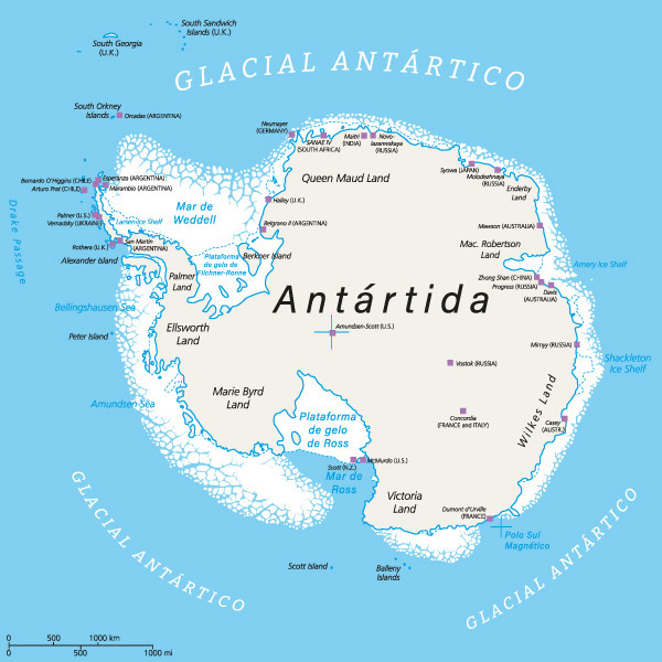 Mapa da Antártida.