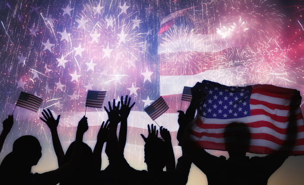 Ilustração representação a celebração da independência dos Estados Unidos. Ilustração representação a celebração da independência dos Estados Unidos.