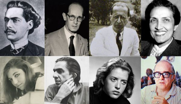 Fotografia de homens e mulheres que estão entre os 30 poetas brasileiros mais importantes.