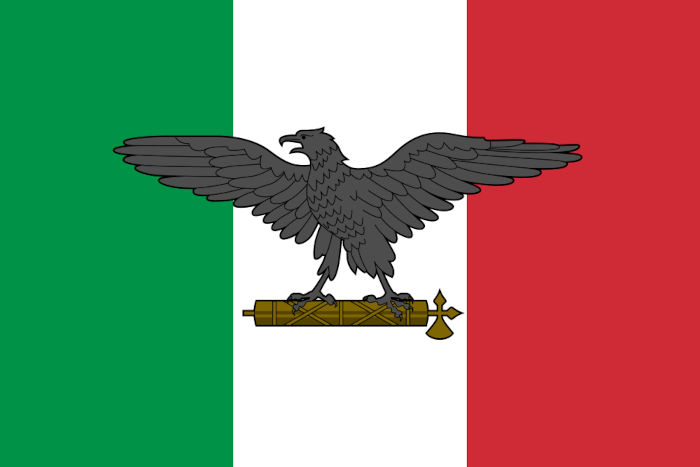 Bandeira da República Social Italiana, um símbolo do fascismo italiano.