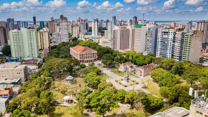 Vista aérea da cidade de Belém do Pará, cidade onde vai acontecer a COP 30.