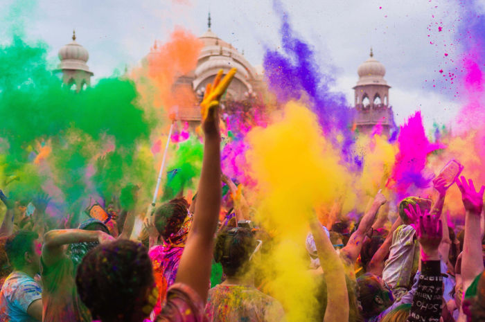 Festival Holi, um marco da cultura da Índia.