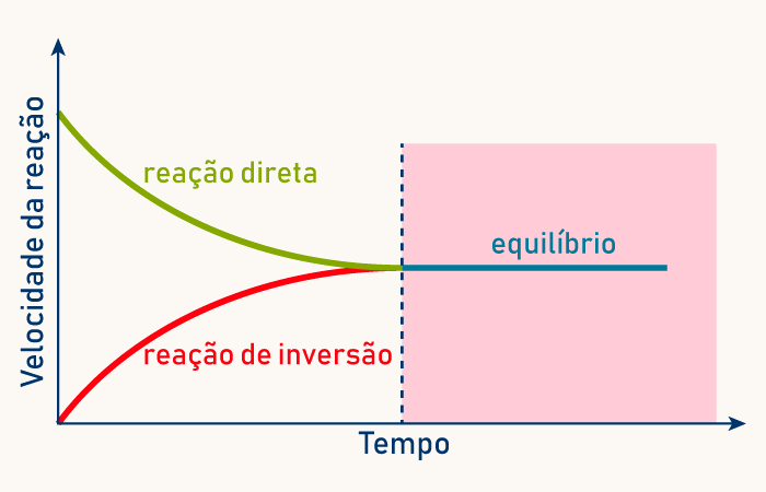 Gráfico do comportamento da velocidade das reações em função do tempo.