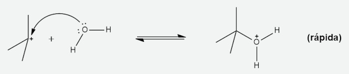 Segunda etapa de reação de substituição nucleofílica SN1
