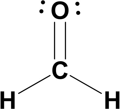 F&oacute;rmula estrutural do formol, um exemplo de mol&eacute;cula.