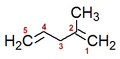 Numeração da cadeia do 4-metil- penta-1,4-dieno