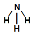 Fórmula estrutural de uma molécula de amônia (NH3)