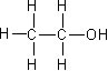 Representação de um álcool: o etanol. 