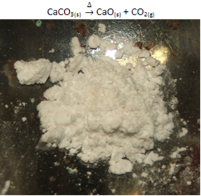 Óxido de cálcio produzido em reação de decomposição