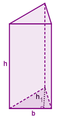 Prisma com destaque para as medidas de h, h1 e b