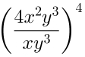 Potenciação de fração algébrica, exemplo 3