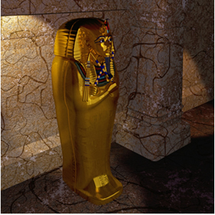 Sarcófago egípcio feito de ouro