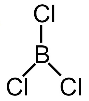 Fórmula estrutural do tricloreto de boro