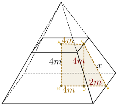 Área total de um tronco de pirâmide Tronco-da-piramide-exemplo-resolvido