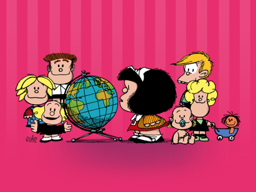 Manolito, Miguelito, Liberdade, Felipe, Susanita e Guille: os principais personagens da tirinha Mafalda