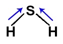Vetores representados na fórmula estrutural do H2S