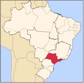 Localização de São Paulo no mapa do Brasil
