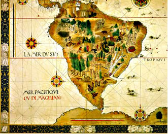 Antigo mapa da América do Sul