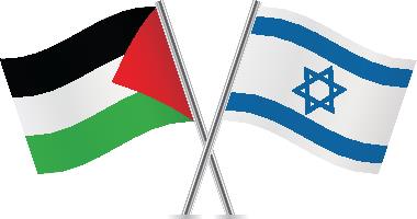 Israel e Palestina Bandeira da Palestina à esquerda e de Israel à direita