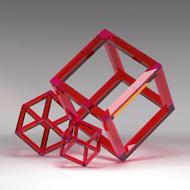 Prisma Arestas de um cubo formadas por prismas vermelhos