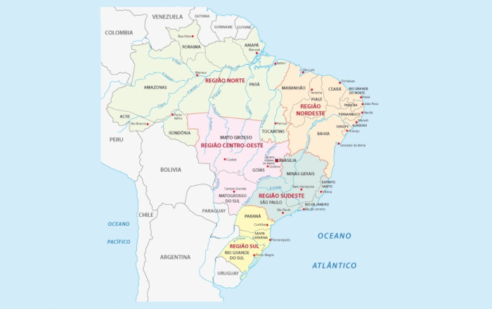 Brasil: Divisão Regional do IBGE - 1970 - Disciplina - Geografia