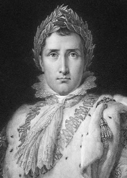 Napoleão Bonaparte representado com uma coroa de louros