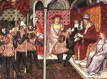 Cerimônia de consagração entre suserano e vassalo.