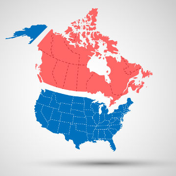 Países da América Anglo-saxônica A América Anglo-Saxônica é formada pelos Estados Unidos (Azul) e Canadá(Vermelho)