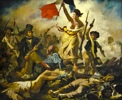 Liberdade Guiando o Povo, de Eugene Delacroix, representando os ideais da Revolução Francesa