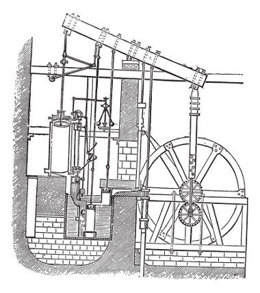 Uma das invenções científicas do século XVIII:  A máquina a vapor, criada por Thomas Newcomen em 1712