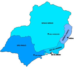 Mapa da Região Sudeste