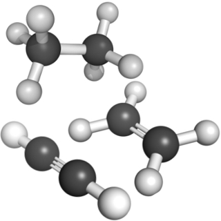 Na ilustração temos uma série isóloga, formada somente por hidrocarbonetos (etano, eteno e etino)