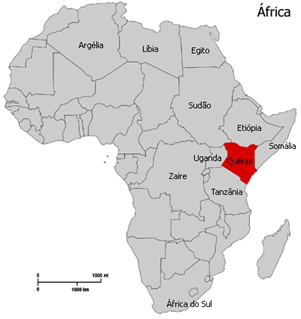 Localização do Quênia no mapa da África