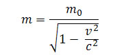 Equação para o cálculo da massa relativística