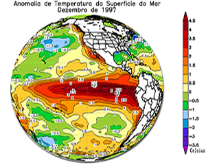 Em vermelho, a influência do El Niño.