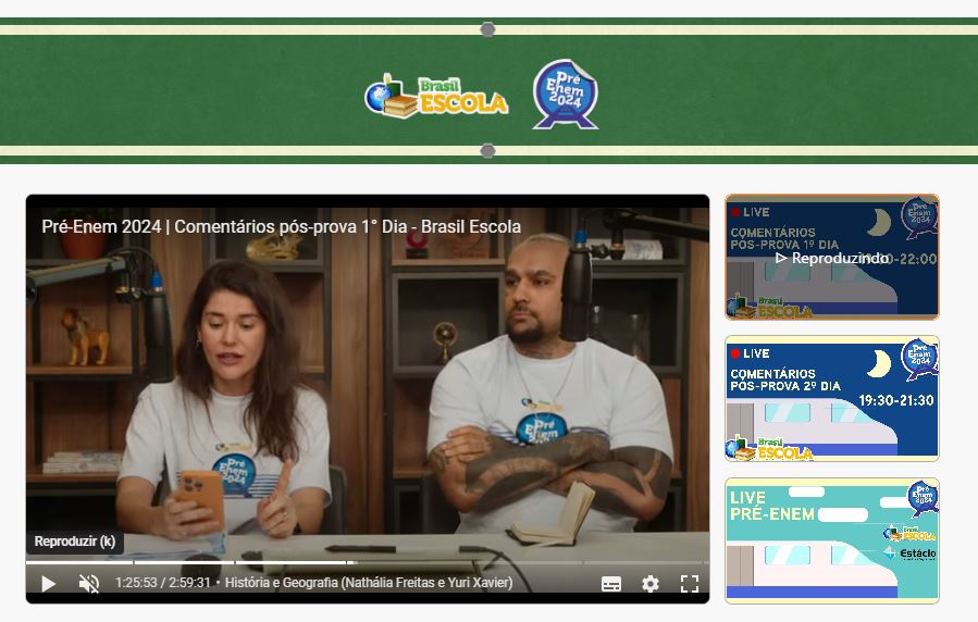 Banner de dibulgação da live com comentários após as provas do Enem 2024