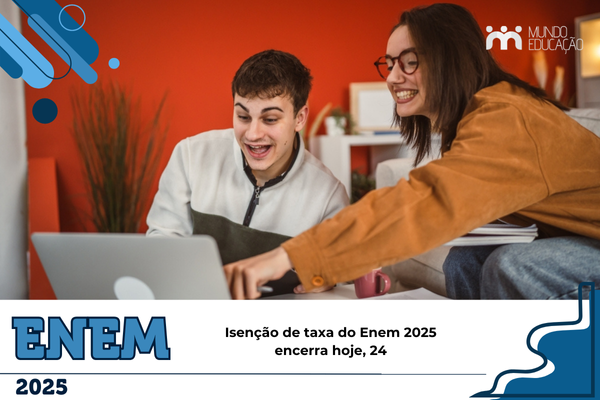 Dois adolescentes olhando o computador. Texto: título da notícia.
