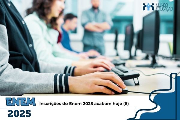 inscricao-enem-acaba-hoje Estudante mexe no computador. Texto na imagem: Inscrições do Enem 2025 acabam hoje (6)