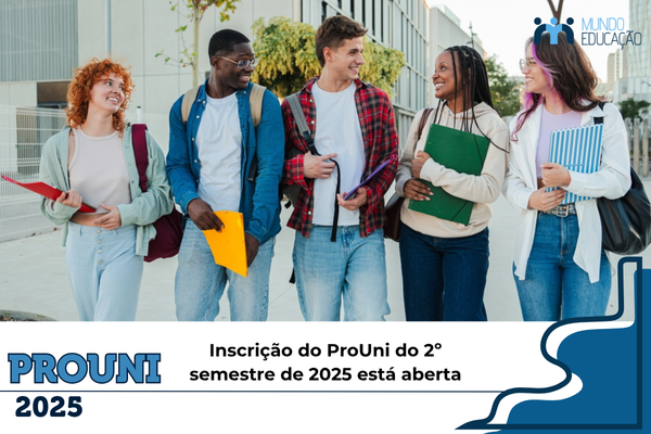 Imagem: estudantes descontraídos. Texto: título da notícia